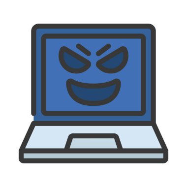 Şeytani Laptop simgesi, vektör illüstrasyonu 