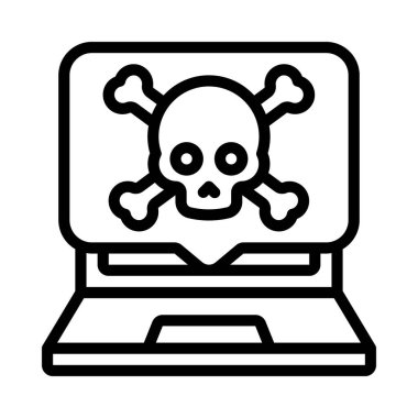 Dizüstü bilgisayar Ölüm İleti simgesi, vektör illüstrasyonu 