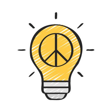 Barış işareti simgesi olan ampul, vektör illüstrasyonu