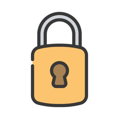 Yuvarlak Kilit düz vektör simgesi tasarımı 