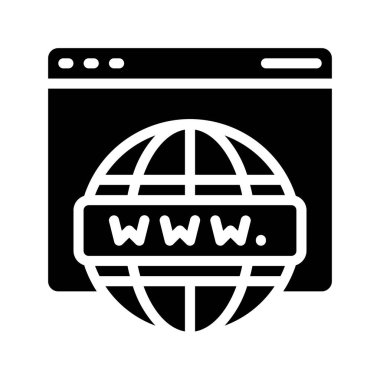 Web simgesi vektör illüstrasyonuna ev sahipliği yapıyor 