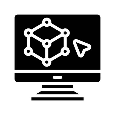 Bilgisayar Üç Boyutlu Tasarım simgesi, vektör illüstrasyonu 