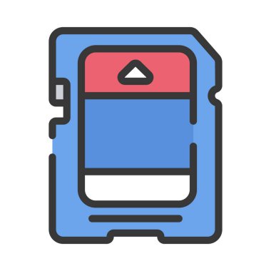 Beyaz arkaplanda SD kart simgesi, vektör illüstrasyonu