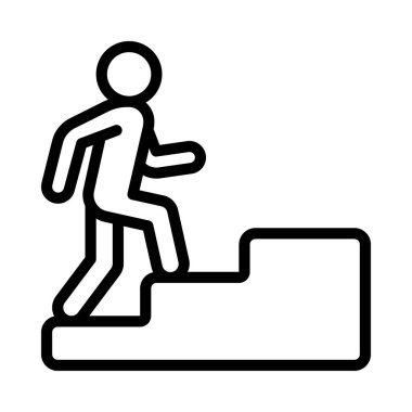 Man Climbing Steps web simgesi düz tasarım, vektör illüstrasyonu