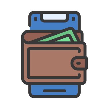 Mobil Cüzdan simgesi, vektör illüstrasyonu basit tasarım