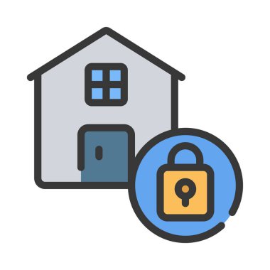 Ev Güvenlik simgesi, vektör illüstrasyonu   