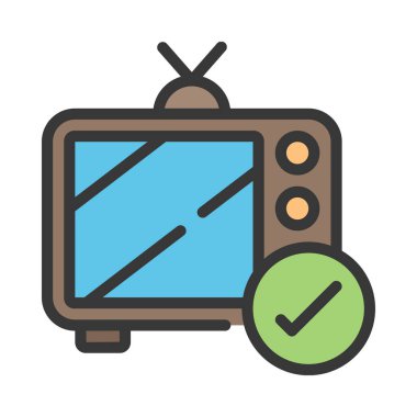 TV ekran simgesi, vektör illüstrasyonu basit tasarım