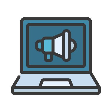 Laptop Pazarlama simgesi, vektör illüstrasyonu 