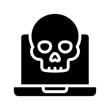 dizüstü bilgisayar vektör simgesi olan kafatası