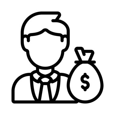 Beyaz arkaplanda Erkek Yatırımcı simgesi