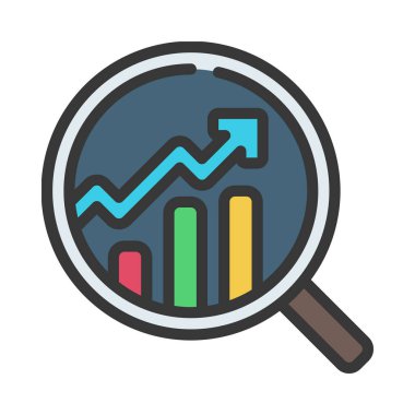 finansal veri araştırma düz simgesi, vektör illüstrasyonu