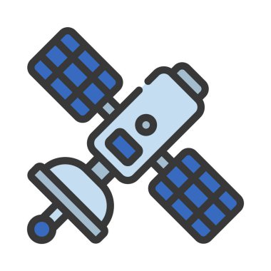 Uzay Uydu simgesi, vektör illüstrasyonu  