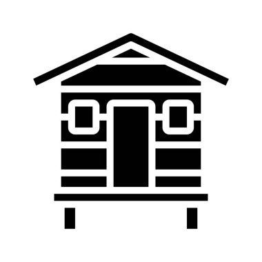 Beach Hut web simgesi vektör illüstrasyonu