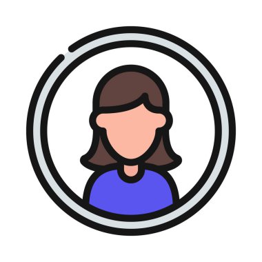 Kadın Kullanıcı Resim Çemberi Web simgesi vektör çizimi