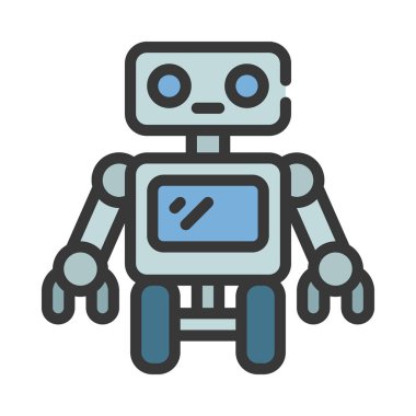 Robot karakter ikonu vektör çizimi tasarımı