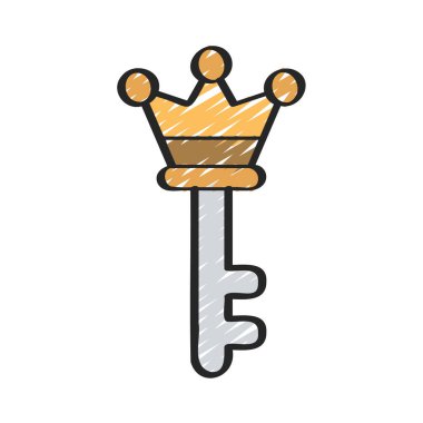 Crown Key Web simgesi vektör çizimi