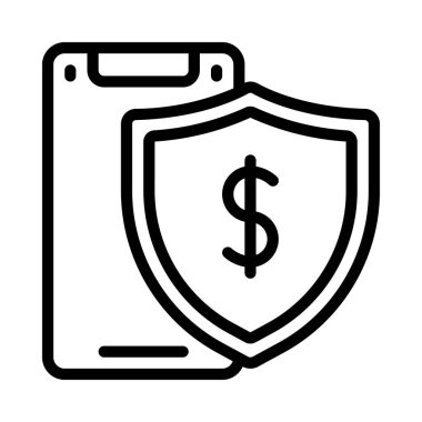 Mobil Para Koruma Web simgesi vektör illüstrasyonu