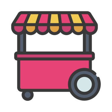 Food Cart web simgesi vektör illüstrasyonu