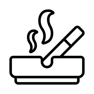 Kül Tablası Simgesi Basit Vektör İllüstrasyonu