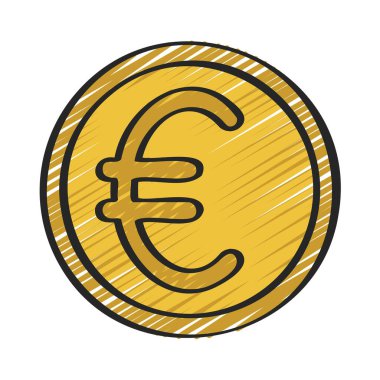 Avro sikkesi para simgesi doldurulmuş dış hat biçimi       