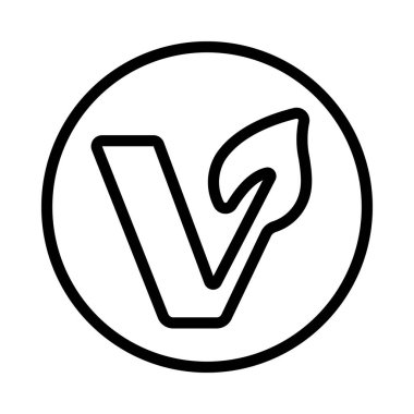 Vejetaryen Simgesi Basit Vektör İllüstrasyonu