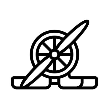 Uçak ikonu vektör çizimi. Tek Motorlu Uçak       