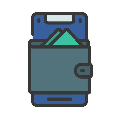 Mobil Cüzdan simgesi, vektör illüstrasyonu basit tasarım