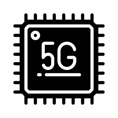 5G İşlemci simgesi, mobil işlemci simgesi, vektör illüstrasyonu 