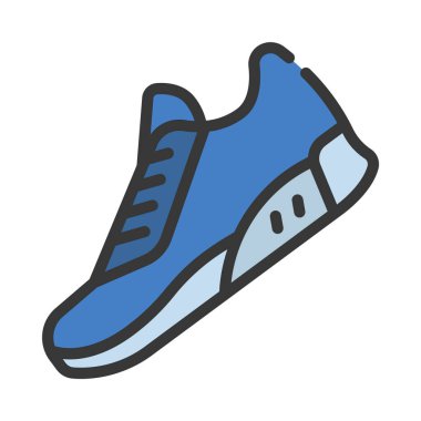 Sneaker web simgesi düz tasarım, vektör illüstrasyonu