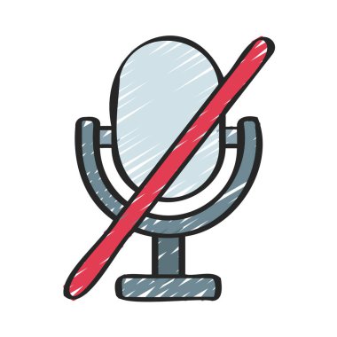 Sessiz Mikrofon simgesi, vektör illüstrasyonu 