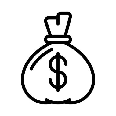 Dolar işareti simgesi olan para çantası, vektör illüstrasyonu 