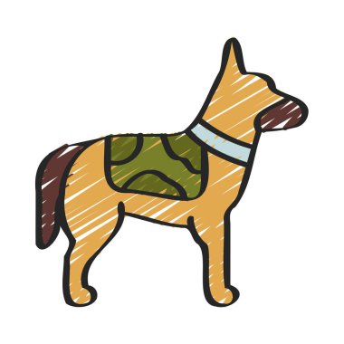 Askeri Köpek simgesi, vektör illüstrasyonu basit tasarım