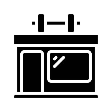 Gym Building web simgesi vektör illüstrasyonu