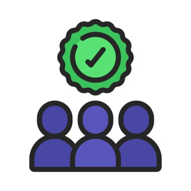 Grup Onayı Simgesi Basit Vektör İllüstrasyonu