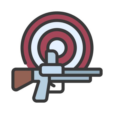 Hedef Atış Ağı simgesi düz tasarım, vektör illüstrasyonu                         