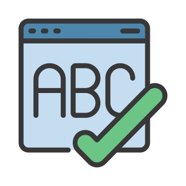 Yazım Denetimi Web simgesi vektör illüstrasyonu