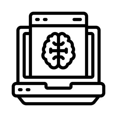 Yapay Zeka. Beyin sembolü tasarımı, vektör illüstrasyonu 