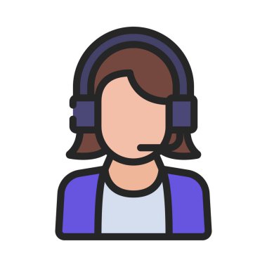 Müşteri Hizmetleri Kadın Web simgesi vektör illüstrasyonu 