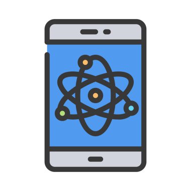 Cep telefonu bilim web simgesi, vektör illüstrasyonu         