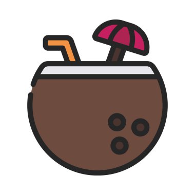 Hindistan cevizi İçeceği Web simgesi vektör çizimi