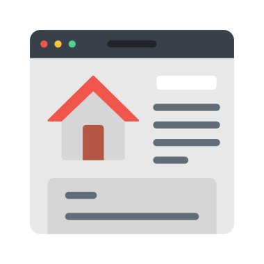 House Web Sitesi simgesi, vektör illüstrasyonu 