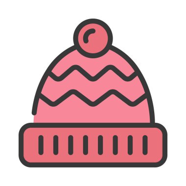 Bobble Şapka Simgesi Basit Vektör İllüstrasyonu