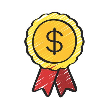 Para ödülü kurdele ikon vektör illüstrasyonu 
