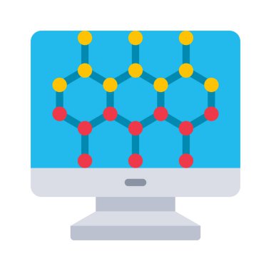 Bilgisayar Nanoteknoloji simgesi, vektör illüstrasyonu 