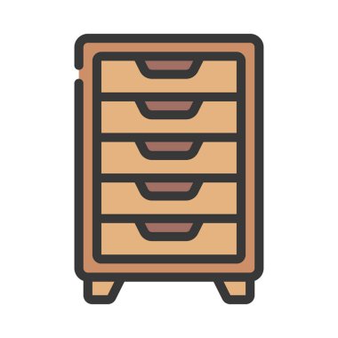 Çekmeceler Birimi web simgesi düz tasarım, vektör illüstrasyonu