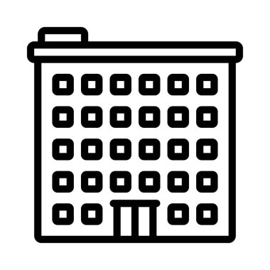 Ofis binası ikonu. Web için vektör simgesi oluşturma taslağı