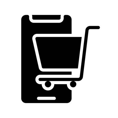 Cep Telefonu Çevrimiçi Alışveriş Ağı ikon vektör çizimi