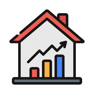 Konut Piyasası Artırma ikon vektör illüstrasyon tasarımı