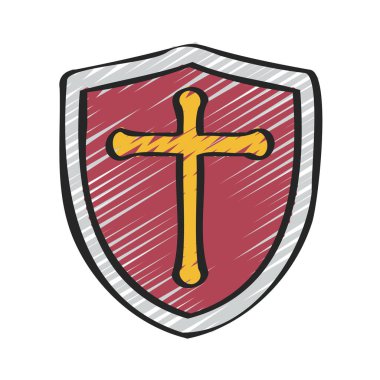 Ortaçağ Savaş Kalkanı basit simgesi, vektör illüstrasyonu