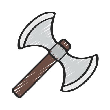 Beyaz arka planda iki taraflı balta simgesi izole edildi. vektör.